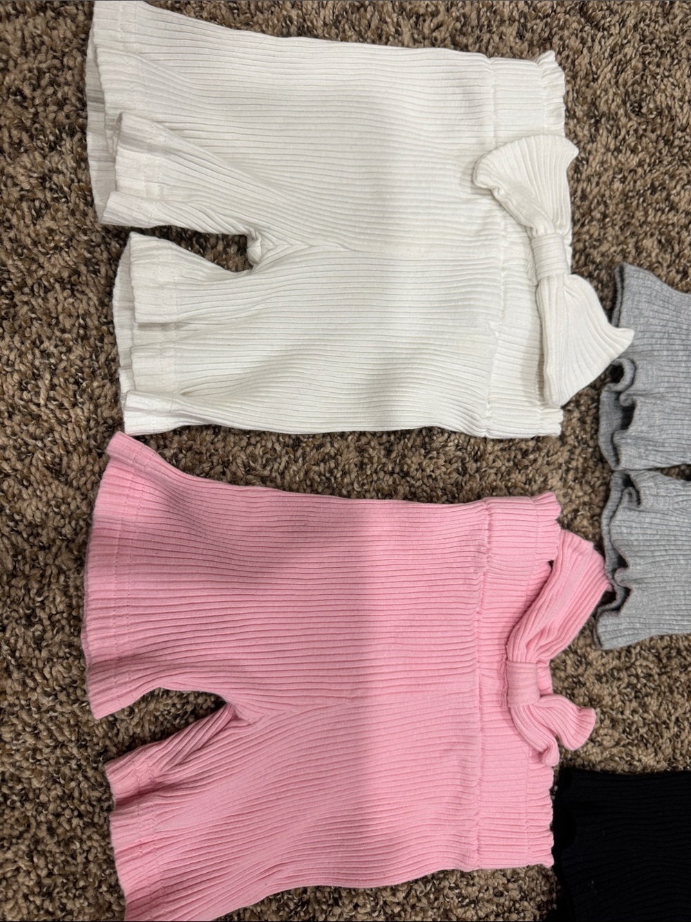 Kids Ribbed Knit Shorts - Pink, White, Gray & Black - Picture 2 of 3